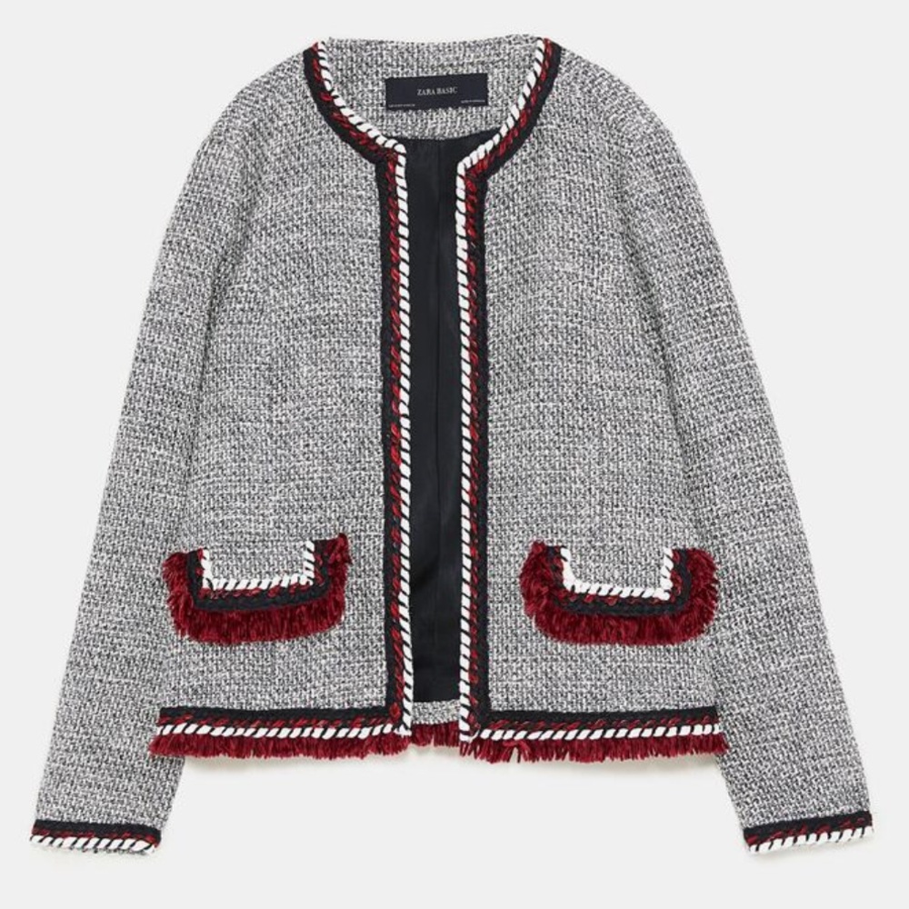 Zara Textured Weave Blazer Jacket Blogger Fav XS